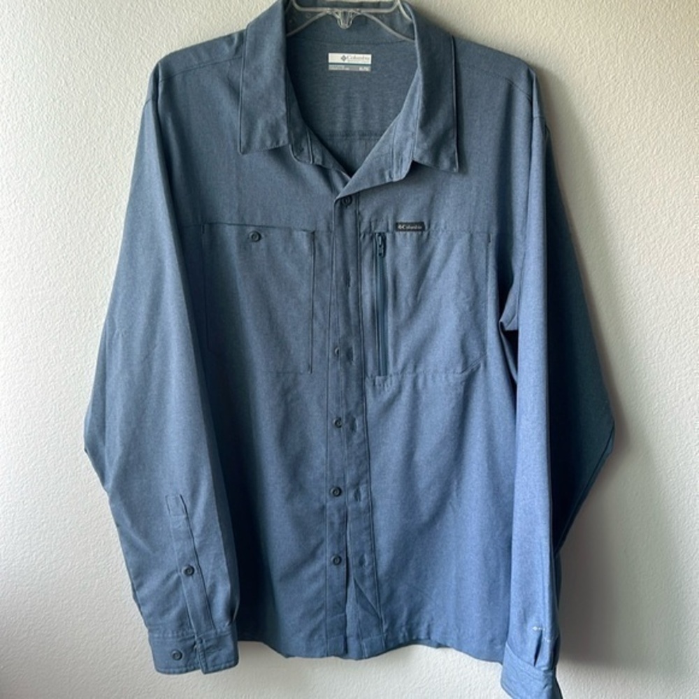 Columbia shirt long sleeve Polyester size Extra Large Blueish Gray with zipper